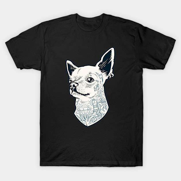 Hipster Chihuahua with Tattoos T-Shirt by bluerockproducts